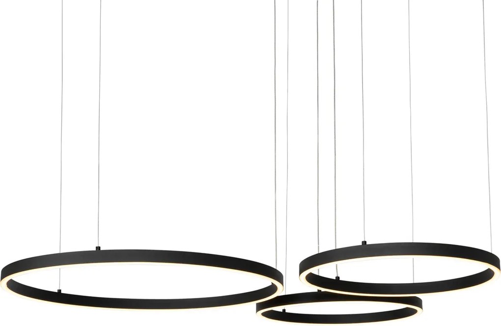 Черен висящ аплик с LED 3-степенна димируема 3-светлина - Anello