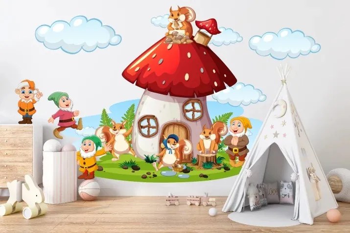 Стикер за стена за деца Земята на джуджетата 100 x 200 cm