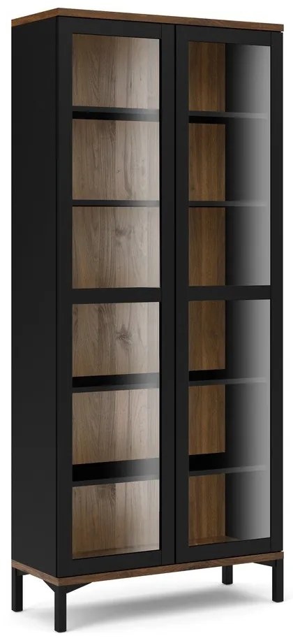 Витрина от декор от орех в черен и естествен цвят 89x203x36 cm Roomers – Tvilum