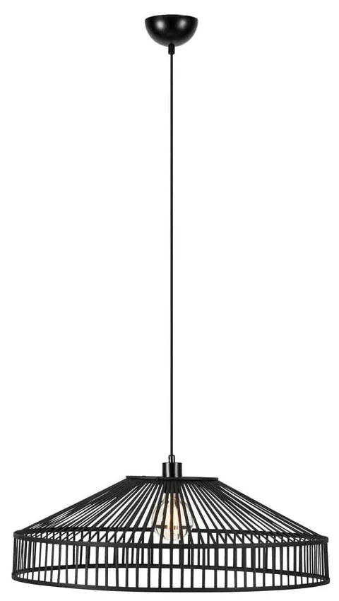 Черно висящо осветително тяло с бамбуков абажур ø 70 cm Tapa – Markslöjd