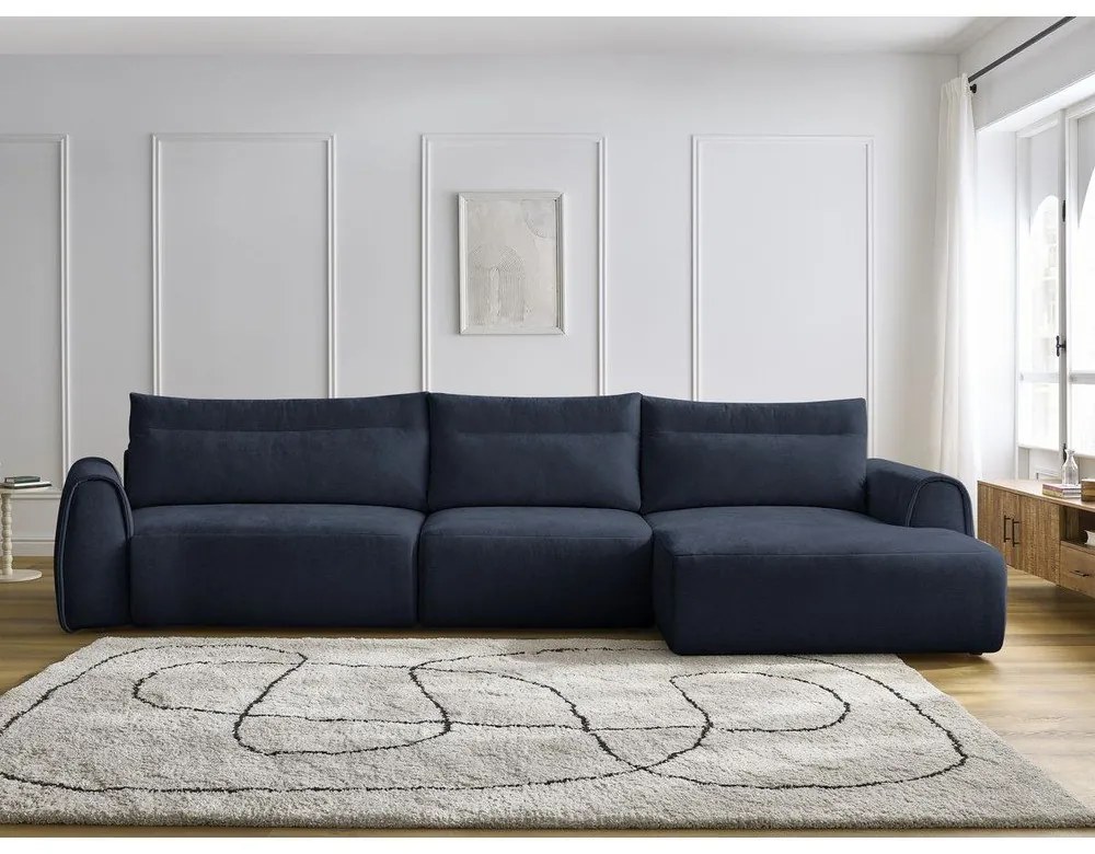 Тъмносин ъглов диван Aden – Bobochic Paris