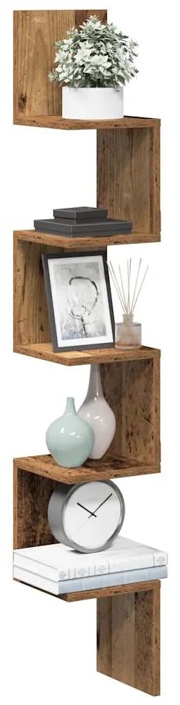 856614 vidaXL Стенна ъглова етажерка от старо дърво 20x20x127,5 cm