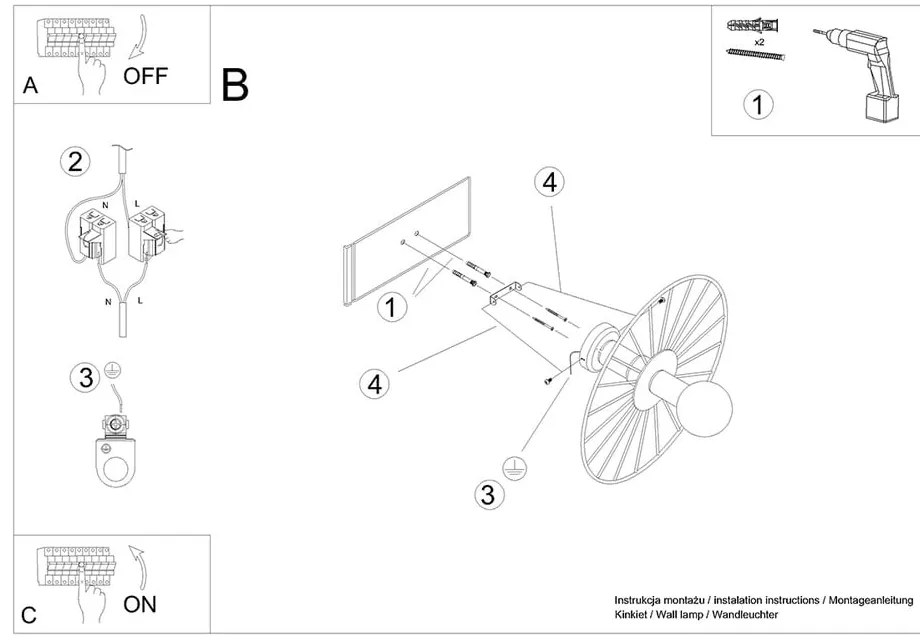 Черно таванно осветително тяло ø 45 cm Soho - Sollux