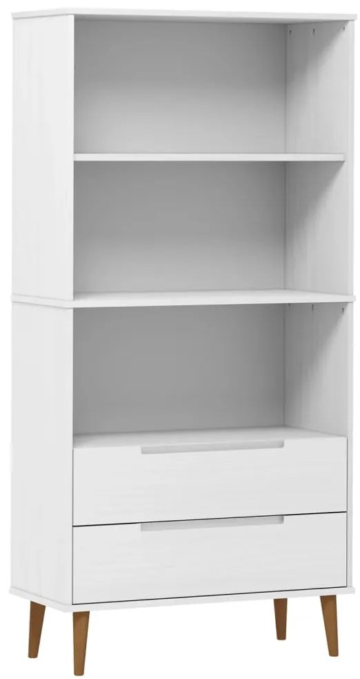 350541 vidaXL Етажерка за книги MOLDE бяла 85x35x170,5 см масивно дърво бор