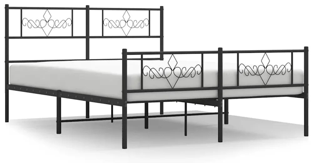 355287 vidaXL Метална рамка за легло с горна и долна табла, черна, 150x200 см