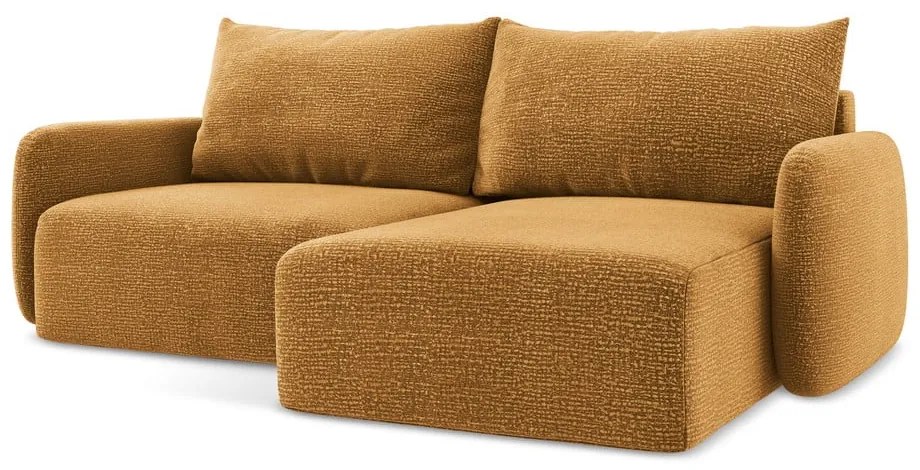 Оранжев разтегателен ъглов диван с място за съхранение (десен ъгъл) Kalena – Makamii