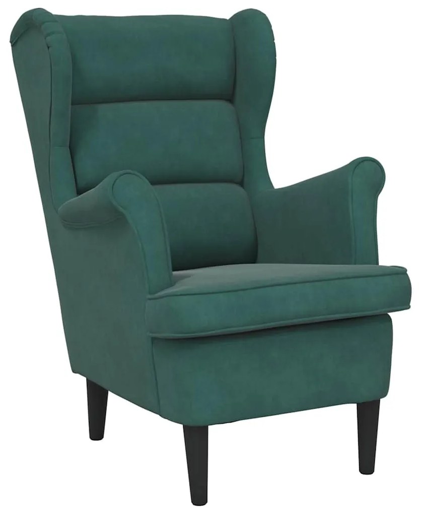 324061 vidaXL Фотьойл, тъмнозелен, кадифе