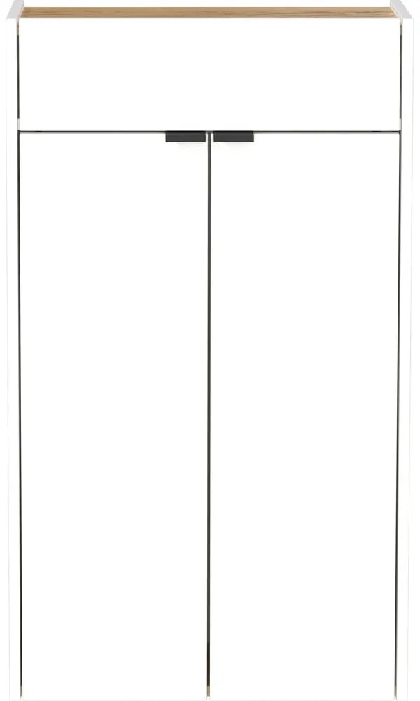 Бяла стойка за обувки от декор от дъб с чекмеджета Ameca – Germania