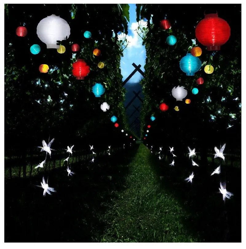 Червен външен слънчев LED фенер , ø 30 cm - Star Trading