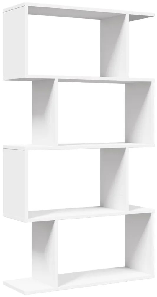 858102 vidaXL Преграда за стая, библиотека, 4 нива, бяла, 70x24x129 см, инженерно дърво