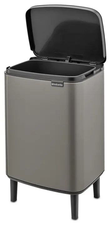 Кош за боклук Brabantia Bo Small Hi 1006648, 12 л, Плавно и безшумно отваряне, Противоплъзгаща основа, Сив