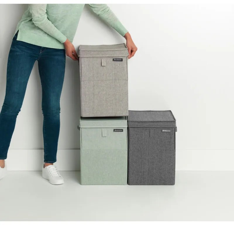 Кутия за пране Brabantia Stackable 1000827, 35 л, Преден отвор, Широк капак, Сгъваема, Сив