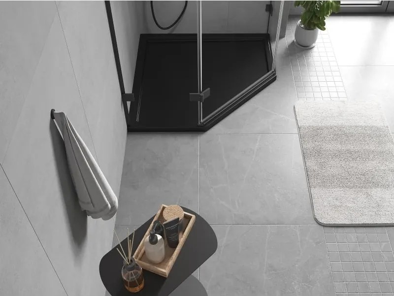 Mexen Flow петостенен плосък душ корито 90 x 90 см, черен мат - 46P709090