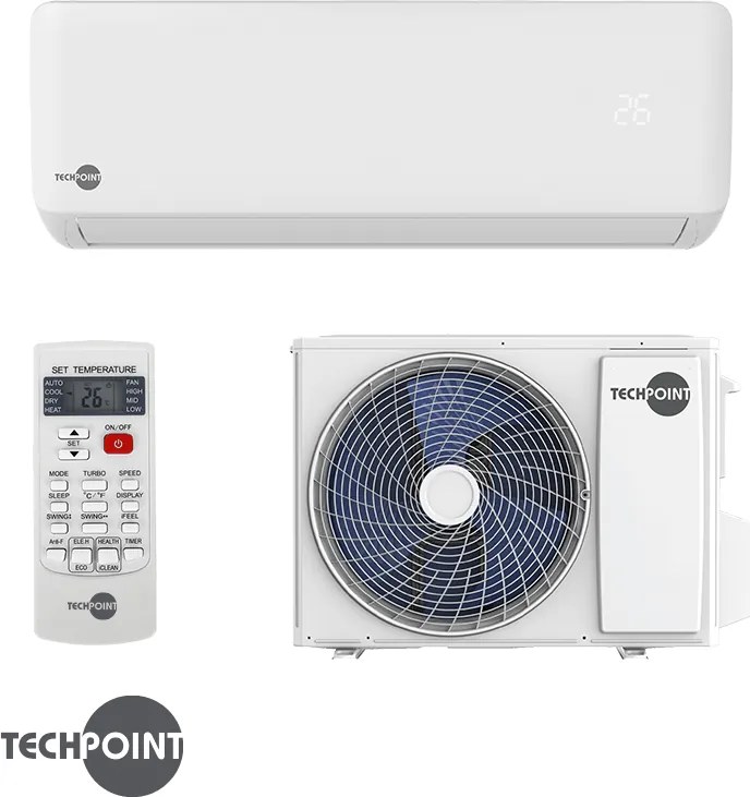 Инверторен климатик TechPoint TCP H09 MAXCOOL, 9000 BTU, 17 м2, A++, R-32, Бял