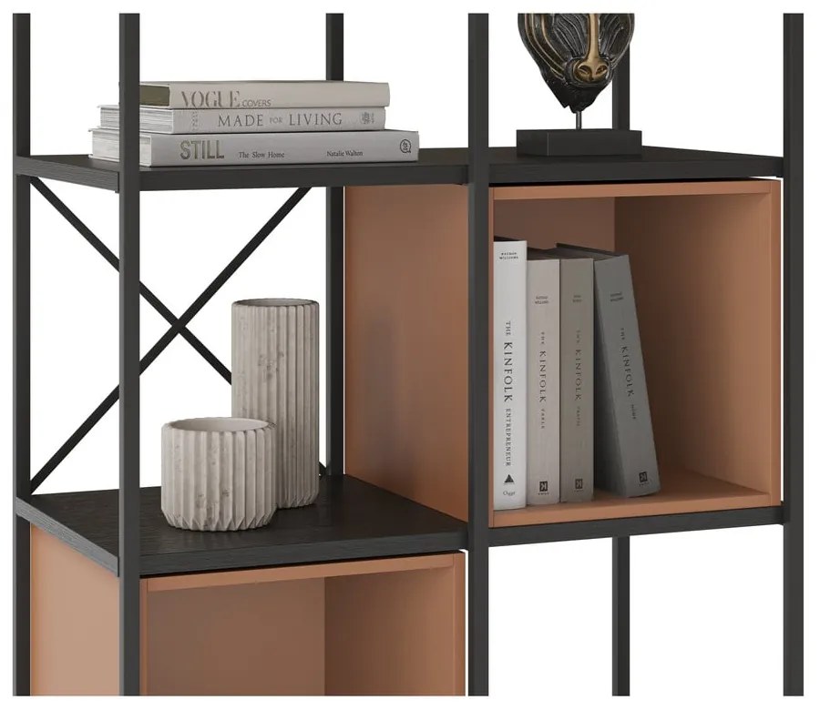Библиотека в черен и тухлен цвят 71x179 cm Anya – Marckeric