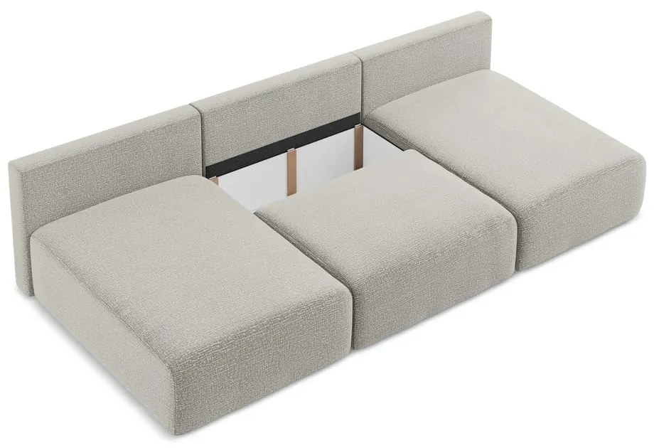 Светлосив разтегателен ъглов диван с място за съхранение Kalena – Makamii