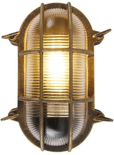 Стенна и таванна лампа злато / месинг овална IP44 - Noutica