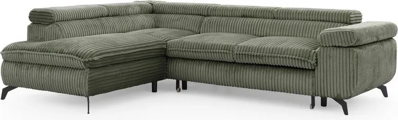 Зелен ъглов диван от рипсено кадифе (ляв ъгъл L форма) Marbeya – Ropez