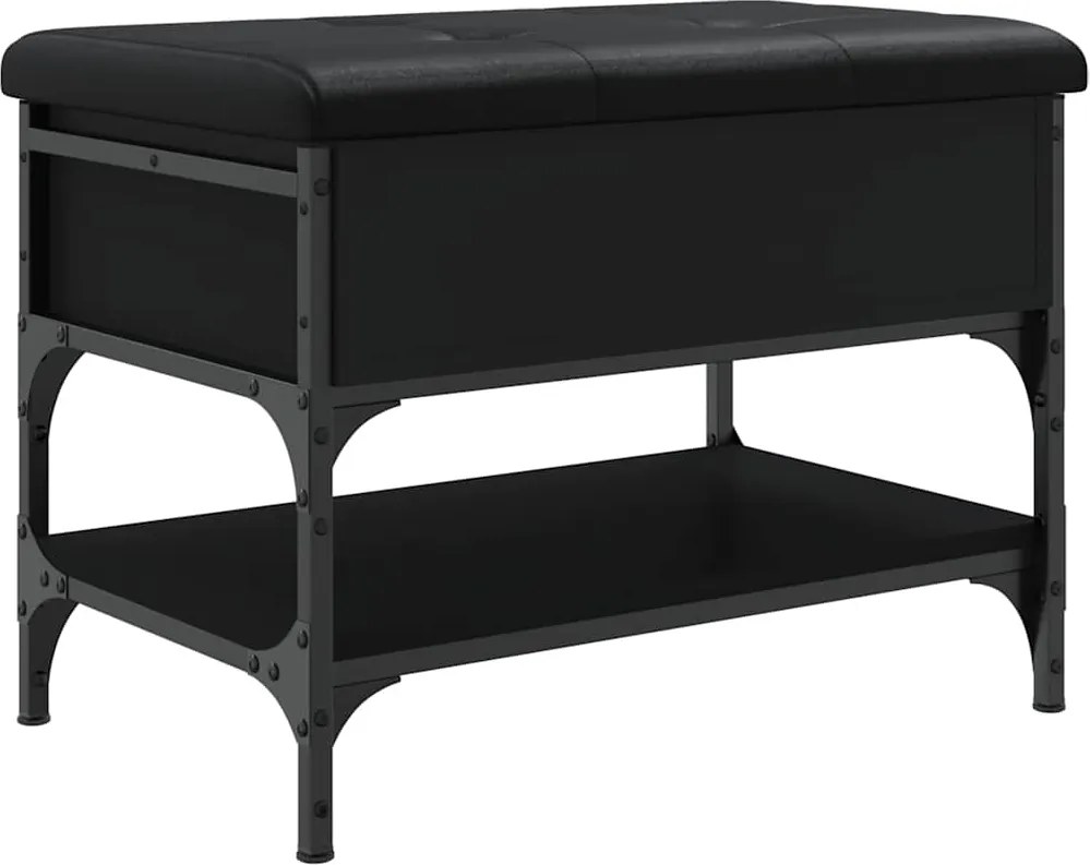 835187 vidaXL Пейка за обувки, черна, 62x42x45 см, инженерно дърво