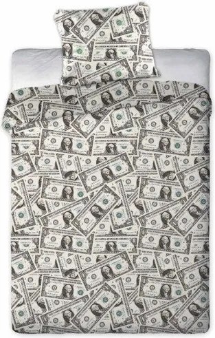 Памучно спално бельо с мотив на долари