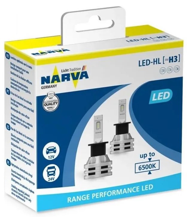 К-кт 2x LED Крушка за автомобил H3 PK22s/19W/12V 6500K - Narva 18058RPNVAX2