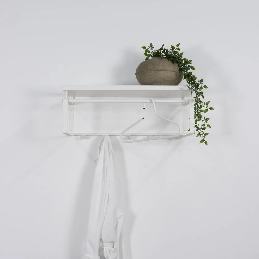 Бяла метална стенна закачалка с рафт 70 cm Rex – Spinder Design