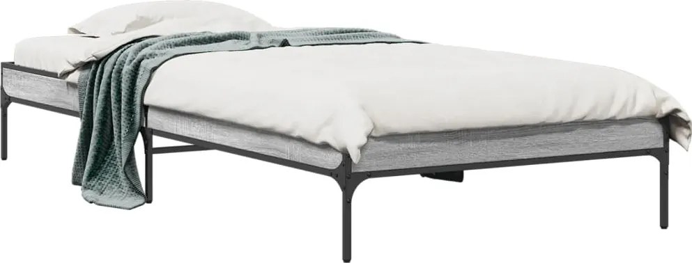845054 vidaXL Рамка за легло, сив сонома, 90x190 см, инженерно дърво и метал
