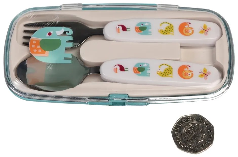Кремав детски прибори за хранене 2 бр. от неръждаема стомана Wild Wonders – Rex London