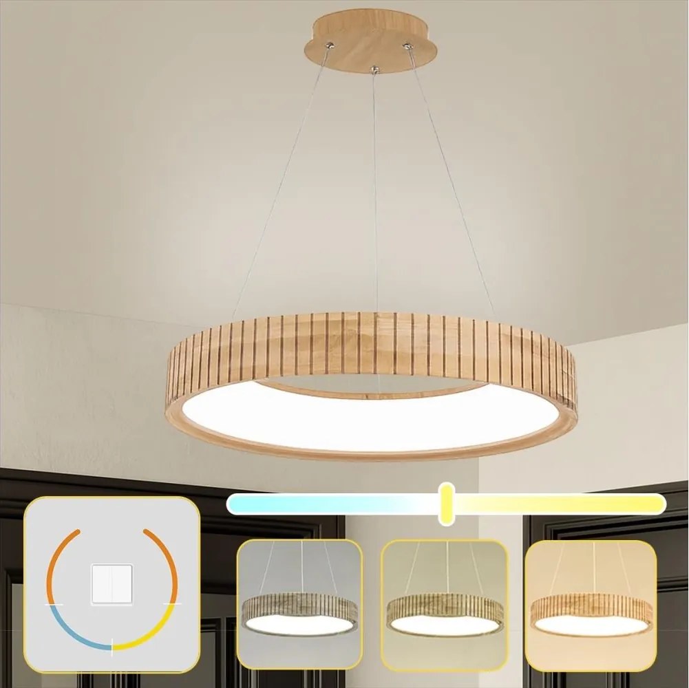 Brilagi - LED полилей на кабел FALCON WOOD MODERN, LED 40W/230V, Ø 60 см, дървен