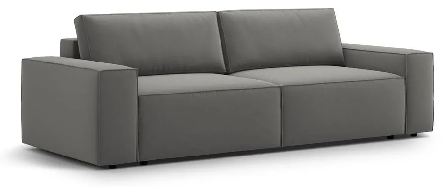 Светлосив кадифен разтегателен диван с място за съхранение 247 cm Jodie – Micadoni