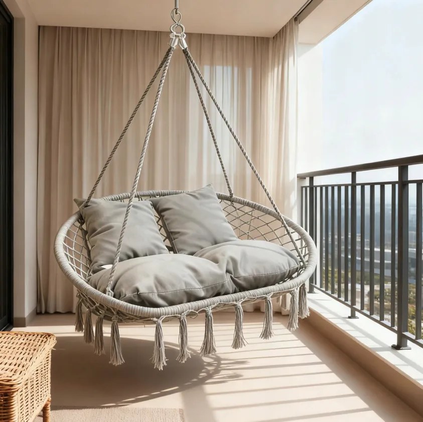 Висящ стол, щъркелово гнездо за 2 души - 320 кг svetlá sivá