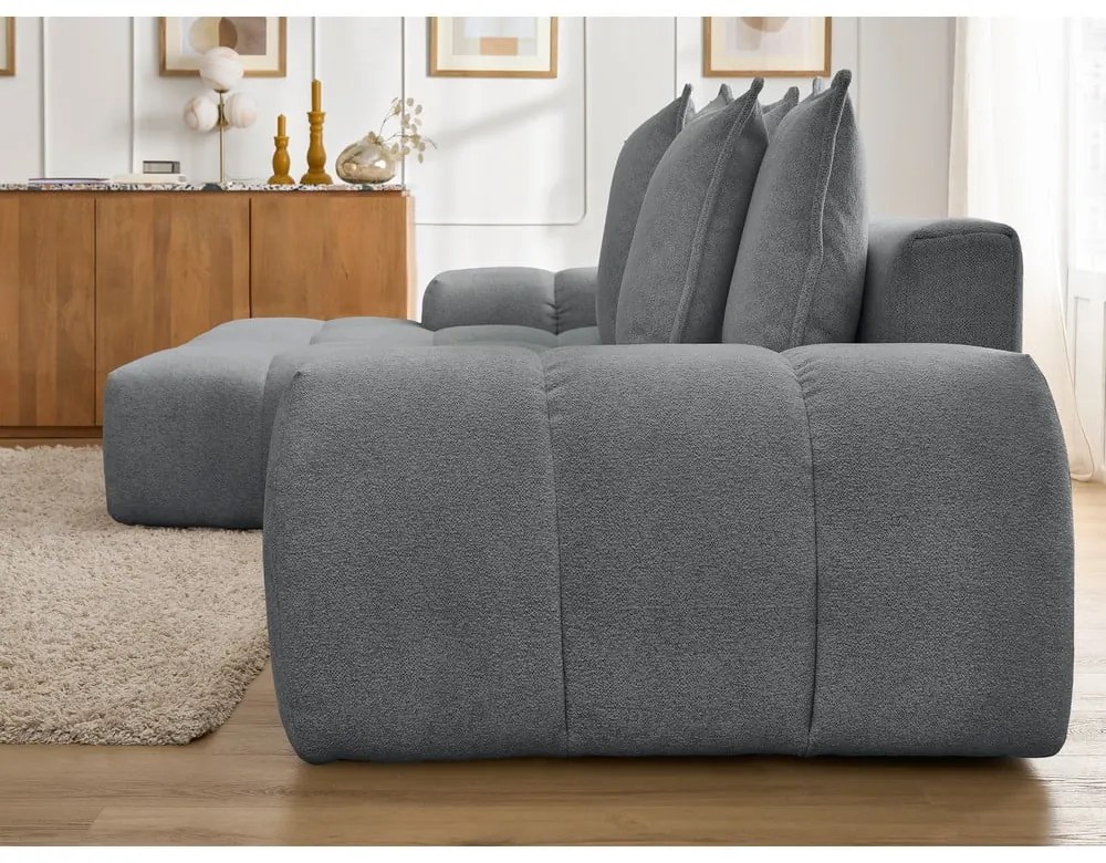 Тъмносив шенилов сгъваем/с място за съхранение ъглов диван (ляв ъгъл) Everest – Bobochic Paris