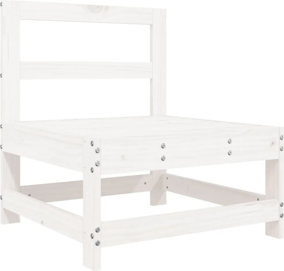 825479 vidaXL Градински среден диван, бял, бор масив