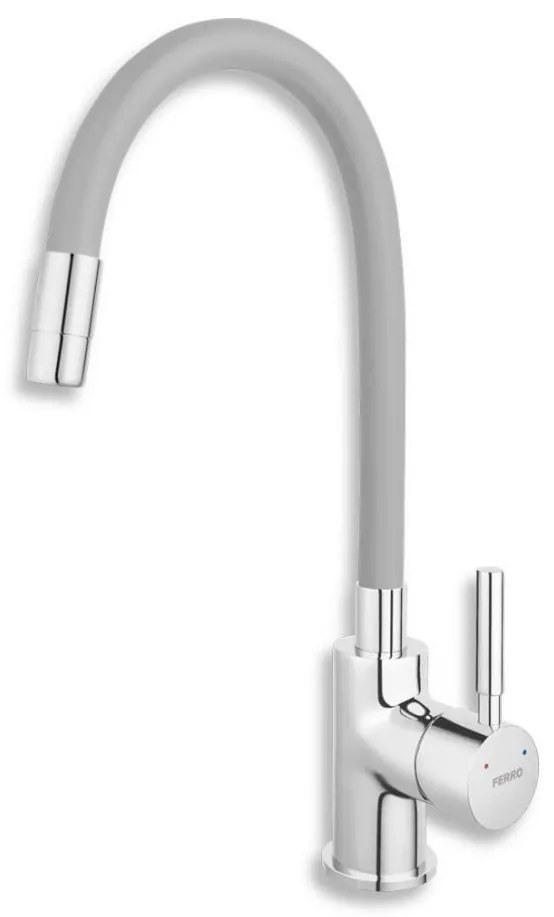 FERRO - Кран за мивка с гъвкаво рамо лъскав хром/сив