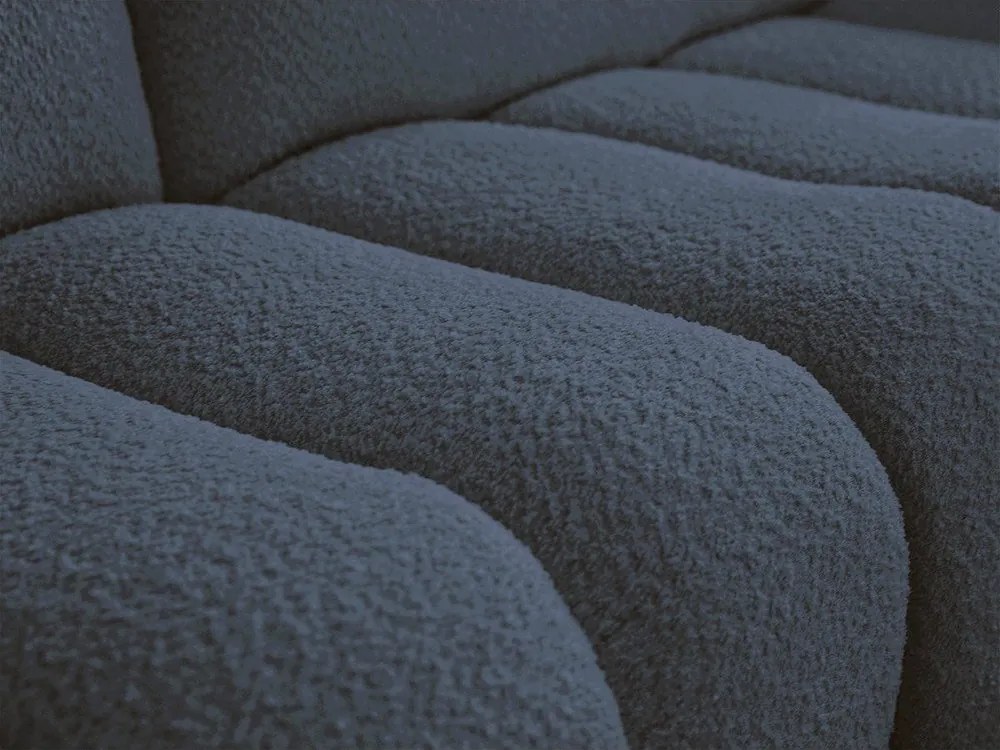 Тъмносин ъглов диван от прежда с примки от букле (десен ъгъл) Azra – Bobochic Paris