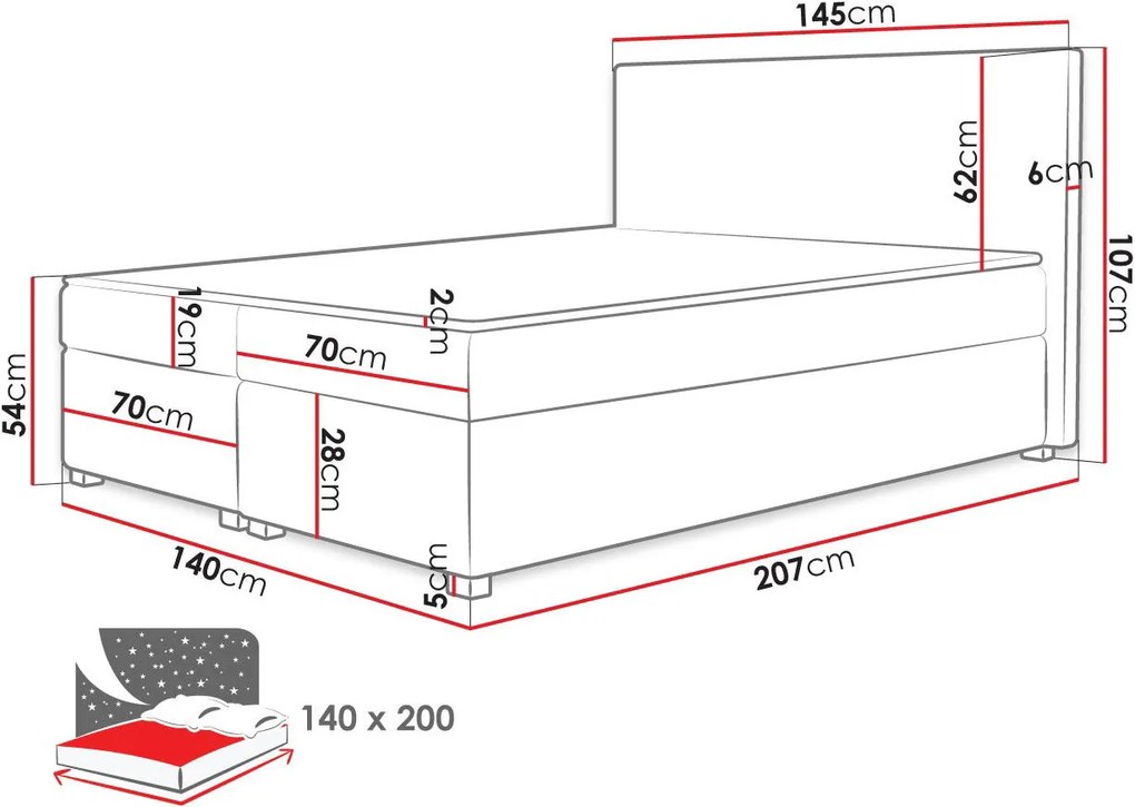 Тапицирано легло SiBlue-Gray light-140 x 200