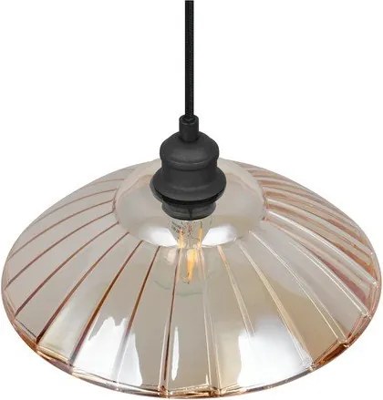 Черно/в кехлибарен цвят метално висящо осветително тяло със стъклен абажур ø 29,5 cm Eluna – Reality