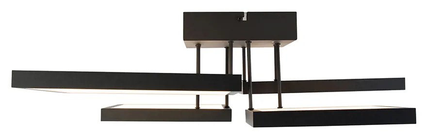 Таванна лампа черна с LED 3-степенна димируема 4-светлина - Lejo