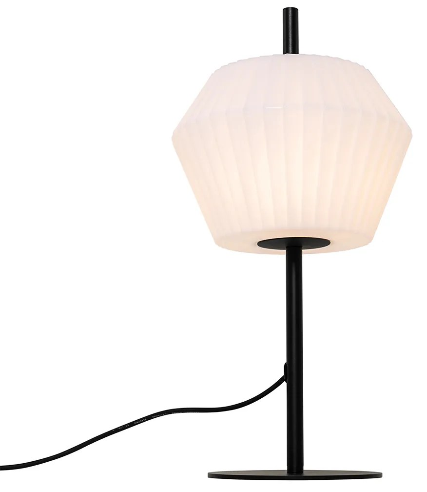 Модерна външна настолна лампа черна с бял абажур IP44 - Robbert