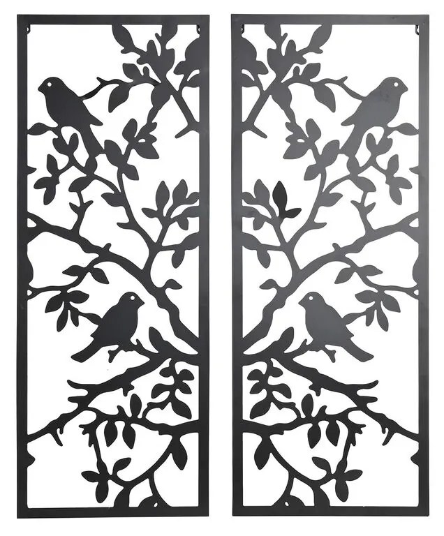 Декорация за стена DKD Home Decor (2 Части) Метал Птици Shabby Chic (35 x 1,3 x 91 cm)