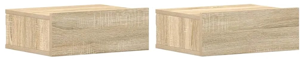 800313 vidaXL Нощни шкафчета за стена, 2 бр, дъб сонома, 40x30x15 см