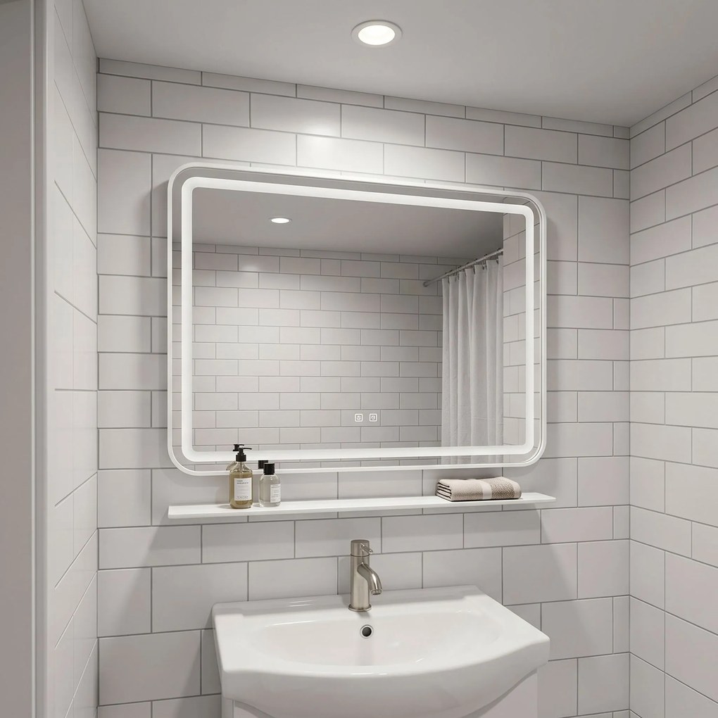 LED стенен огледало с рафт 80x60 см L-8060