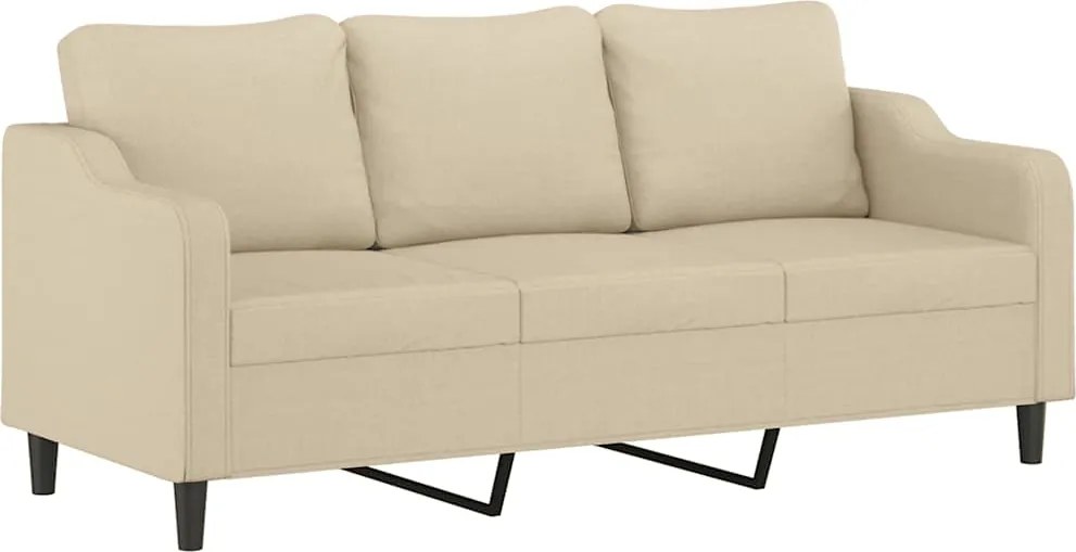 359369 vidaXL 3-местен диван, кремав, 180 см, плат