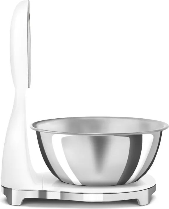 Кухненска везна Smeg KSF01WHWW, Аналогов и дигитален дисплей, До 5 кг/5 л, ТАРА, LED дисплей, Противоплъзгаща се основа, Автономия до 36 часа, Бял мат