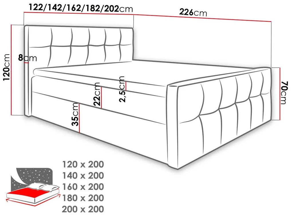 Тапицирано легло Malibu-Kafe-120 x 200