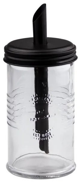 Horecano - Стъклена захарница с дозатор и черна капачка 395мл OLD FASHIONED-(212854-BL-LF)