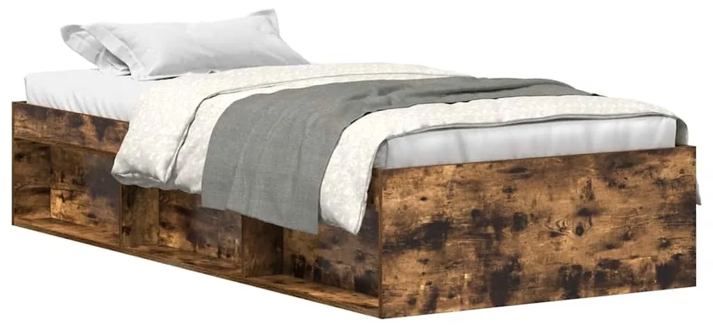 3203849 vidaXL Рамка за легло, опушен дъб, 75x190 см Small Single