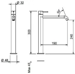 Батерия за умивалник La Torre Elle 316 35016 tall-Inox