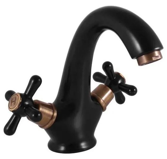 RAV Slezák MK128.0CMATSM - Смесител за умивалник MORAVA RETRO 16 см черен/месинг