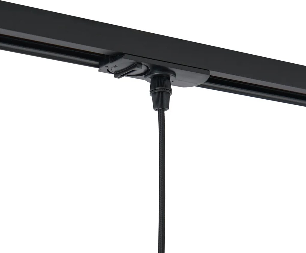 Modern railsysteem zwart met 3 hanglampen wit 1-fase - Iconic Perle